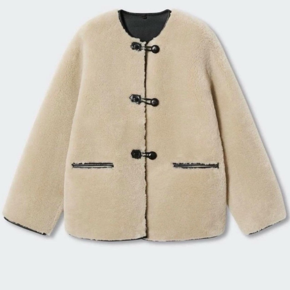 Mango fur effect coat with appliqués